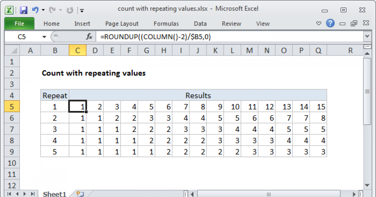 Count With Repeating Values Excel Formula Exceljet 1352